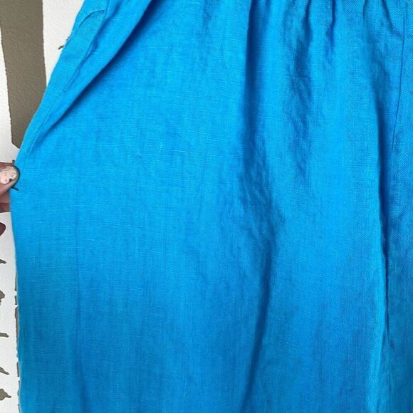 IVY 100% Linen Maxi Skirt Side Split w Pockets Turquoise XL - Picture 5 of 11